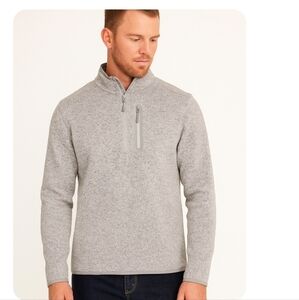 Heather Gray 1/4 Zip-Up Pullover Sweatshirt Sweater, Small